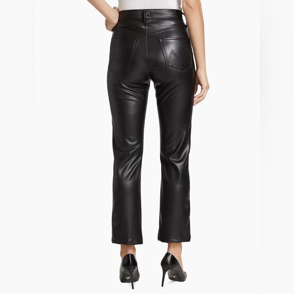 Mother Faux Leather High-Waisted Rider Ankle Women’s Size 27 Black Cropped Pants - Picture 3 of 16